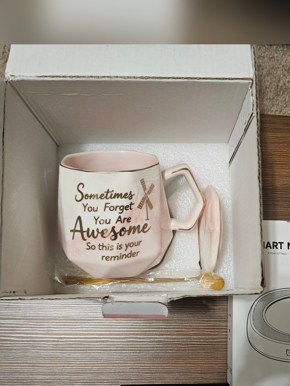 Smart Mug Warmer & Mug Gift Set in Pink, New In Box